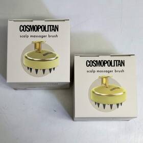 2021-7278 Cosmopolitan 2 Pack Scalp Massager Shampoo Brush 3 Inch Dia Black/gold
