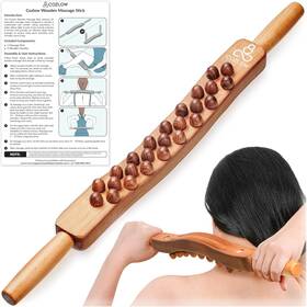 Cozlow 313050349365 Guasha Wood Stick Massage Tool - Premium Wooden Massager With 25 Be