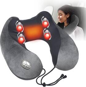 Cupilo 445000845870 Neck Massager Pillow With Heat - Rechargeable U-shaped Shiatsu Massage For