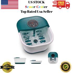 Fb-spa18 Curecure Collapsible Foot Spa Bath Massager With Heat Bubble And Timer 95-118 Adjustab