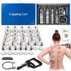 Defunx 716782736944 Cupping Therapy Set 32 Cups With Pump For Muscle And Joint Pain Relief