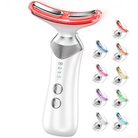 Dopsikn 726084848405 Portable Facial Massager 9 In 1 Red Light Therapy Electric Face Lift Tool White