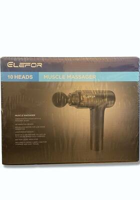 97091 Elefor Massage Gun Deep Tissue Percussion Brand New Sealed 10 Message Heads