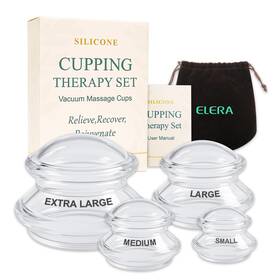B01lzrss4v Elera Silicone Cupping Therapy Set - 4 Massage Cups Xl L M S Transparent