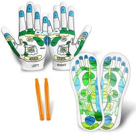 Elfzone 975397426846 Acupressure Socks And Gloves - 4 Pcs Reflexology With Tools Tutorial Refl