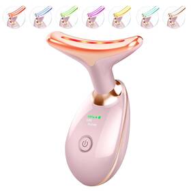 Elishine 705353106538 7-color Led Facial And Neck Massager For Skin Care - Glossy Pink