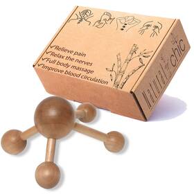 Evideco French Home Goods 700462496355 Natural Wood Handheld Massager - Relaxing Muscle Relief Revitalizing Scrubbi