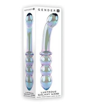 Evolved Novelties 844477021065 Gender X Lustrous Galaxy Wand Dual Ended Glass Massager - Green