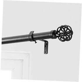 Hdw-ltf3700mb-52-144 Exclusive Fabrics & Furnishings Hdw-ltf3700-p Modern Orb Extendable Metal Rod Set 52 Inch - 144 Matte Black