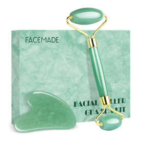 Facemade Jade Roller And Gua Sha Set Guasha Massage Face Eyes Neck Skin Care