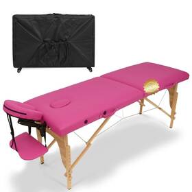 Fansafurn 759071590537 Massage Table 84 Inches Long Portable With Carry Case - Fushia Rolling