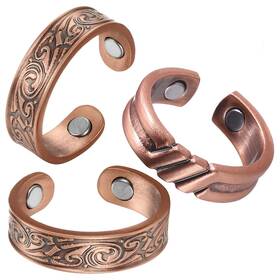 Fashtour 722024832350 3 Copper Rings For Men 99.9 Pure Magnetic Vintage Pat