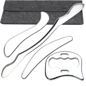 2025101001 Feelfree Sport 4 In 1 Muscle Scraper Tool Set-gua Sha Massage Scraping Silver