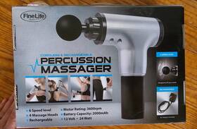 Finelife 841437132083 Fine Life Percussion Massager 6 Speed Rechargeable With 4 Attachments Silver