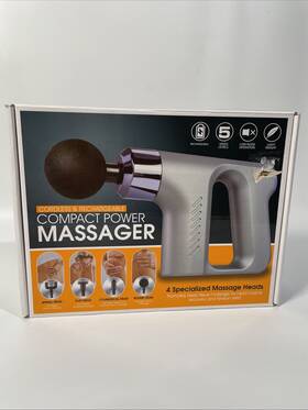 Finelife 841437135473 New Cordless And Rechargeable Compact Power Massager With 4 Heads 5 Speed