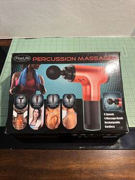 Nv-06655 Finelife Percussion Massager Muscle Rehabilitation Gun 6 Speeds 4 Heads Bs3
