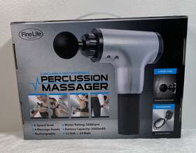 Nv-06987 Finelife Percussion Massager Gun 6 Speeds - 4 Heads Rechargeable Newlife Nib