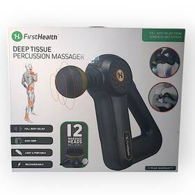 First Health 643620024355 Deep Tissue Percussion Massager 12 Massage Heads 6 Speeds Full Body Relief