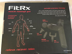 7631 Fitrx Tzumi Muscle Massage Gun Nib 4 Heads 6 Speeds With Case Quiet Lightwt