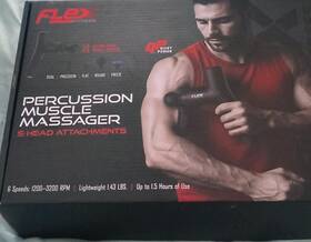 30505 Flex Fitness Percussion Muscle Massager Black 5 Heads Multispeed Lightweight