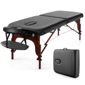 Folding Massage Table Height-adjustable Beech Wood Frame-black - 473510303574 With Color Bla