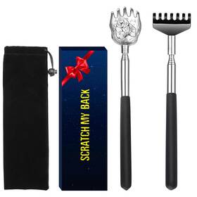Fba-0802-fxbs Foxgor Unique 2 Pack Back Scratcher With Gift Bag - Premium Portable Metal Stainless