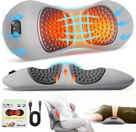 Funby 445036915929 3-in-1 Electric Lumbar Support Pillow Triple Fusion Back Massager With Heat Vibr