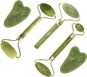 Fuvooi 445027445435 Jade Gua Sha Facial Massager Set - 5 In 1 Skin Care Tools With Roller And
