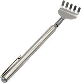 Ganpub 792483555879 Silver Stainless Steel Back Scratcher Massager Extendable Scratching Tool For
