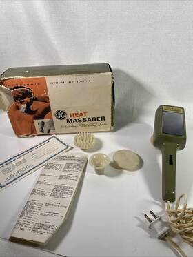 5402-007 Ge Vtg Heat Massager Green 2 Speed And 4 Attachments/box/instructions