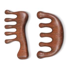598003 Gjinxi Scalp Massage Comb 2pcs Wooden Wide Tooth Loc Natural Sandalwoo