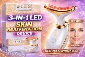 Es1081 Gldn Led Red Light Face And Neck Massager Skin Tightening Anti Wrinkle Tool