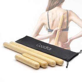 Bam04 Goodtar 4pcs Solid Bamboo Massage Sticks And Guasha Set With Roller - 100% Thera