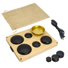G518 Goodtar Hot Stones Massage Set With Warmer Kit 6pcs Electric Rocks Basalt