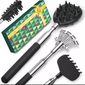 Greenever 744759563613 New Back Scratcher Stocking Stuffers For Adults 3 Extendable Metal Scratchers