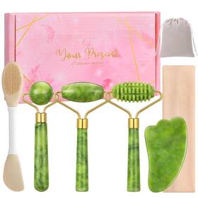 Fc0036 Hairchrysm 6pcs Jade Roller For Face Gua Sha Facial Tools Women Natural Green