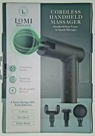 Lomm1107bk Handheld Cordless Deep Tissue Muscle Massager 2 Levels 3 Heads 5hr Battery Life