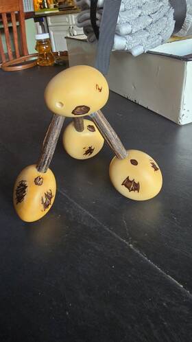 250203-2 Handmade Vintage Tri-tagua Muscle Relief Massager - Natural Sustainable And Hand Crafted