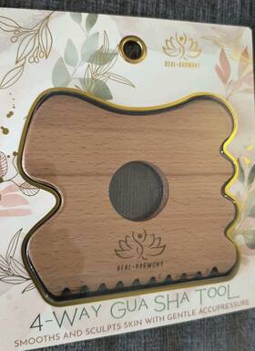 Heal Harmony 190518950475 4-way Gua Sha Massage Tool Natural Wood