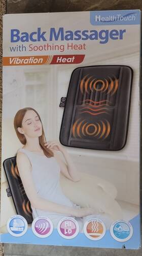 Health Touch 889779003531 Back Massager With Soothing Heat And Vibration Open Box New