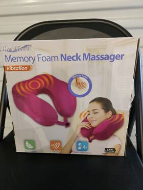 Health Touch 889779004033 New Memory Foam Neck Massager Vibration Cheetah Print Free Shipping