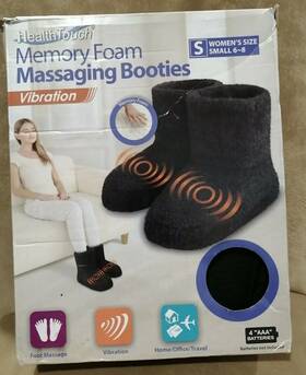 Health Touch 889779004200 Womens Memory Foam Massa Bootie Vibration Slipper Size Small 6-8