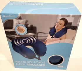 Health Touch 889779006112 Memory Foam Neck Massager With Vibration. Blue. Travel Relief. New