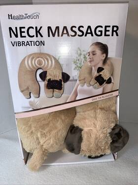 Health Touch 889779007300 Neck Massager Vibration Brown Dog Pug Plush Polyester
