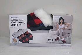 Health Touch 889779007539 New Buffalo Check Massaging Slippers. Vibration. One Size Fits Most