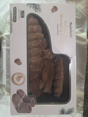 Health Touch 889779008260 Soft Fluffy Massaging Booties Vibration Osfm Brown Nib