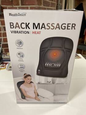 H-3980-0 Health Touch Back Massager With Vibration 2 Level Intensity And Soothing Heat