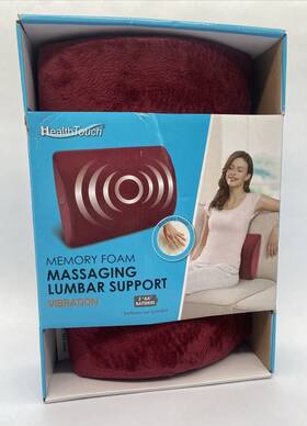 H-4918-1rd Health Touch Memory Foam Massaging Lumbar Support Back Vibration Red Pillow New