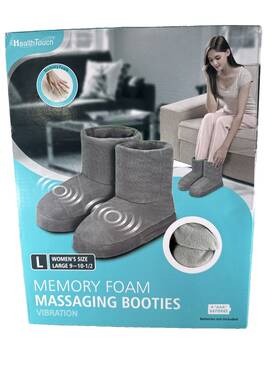 H-5081-3gl Health Touch New Memory Foam Massaging Booties Gray Women S Sz Lg 9 - 10.5