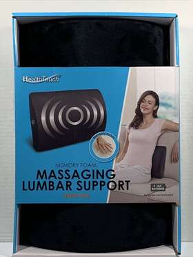 H491-1bk Health Touch New Memory Foam Massaging Lumbar Support Back Vibration Black